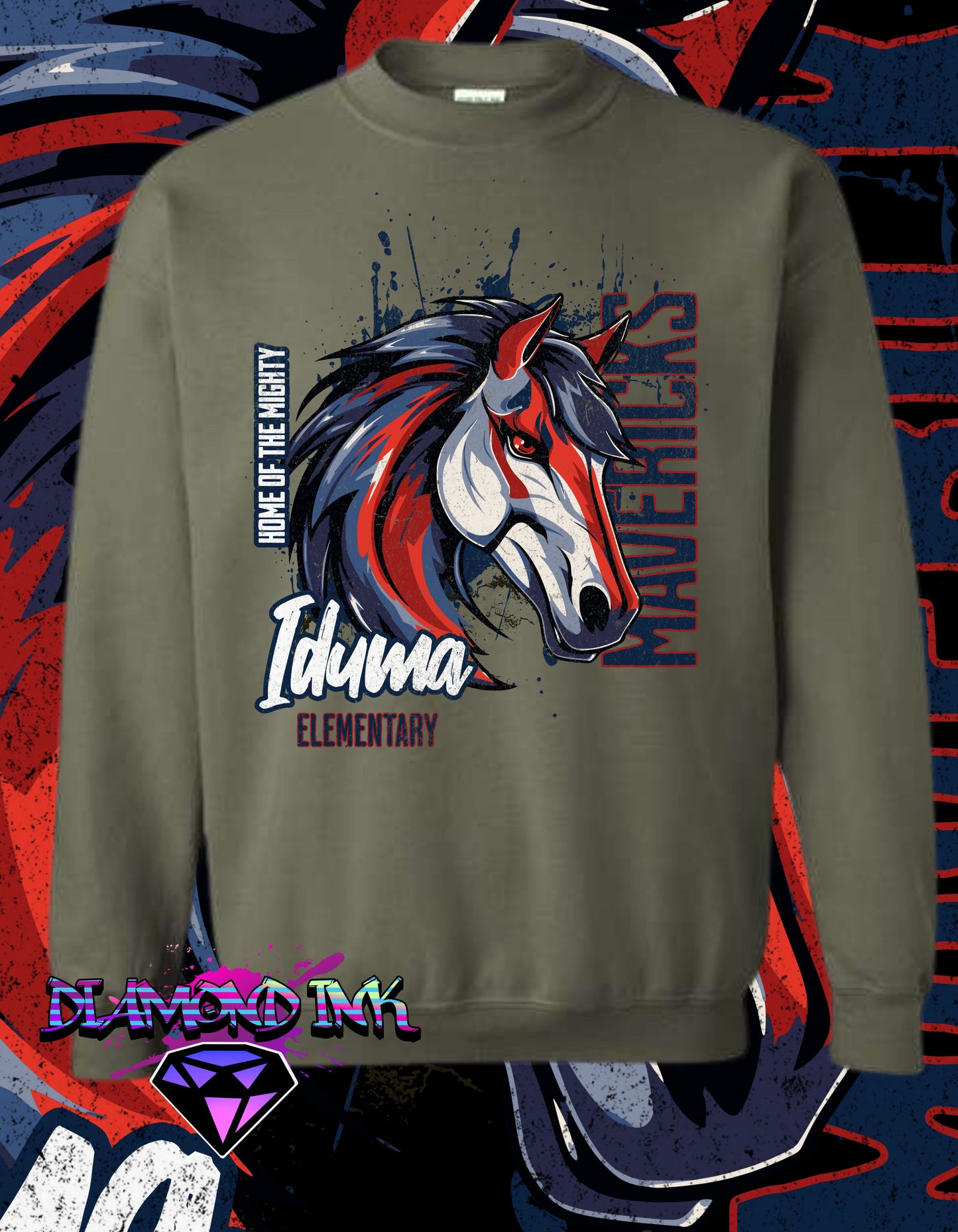 Iduma Mustangs School Spirit Sweater